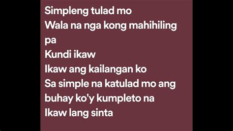 Simpleng Tulad Mo (Lyrics) .